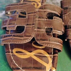 Sam Edelman Brown Croc-Embossed Sandals